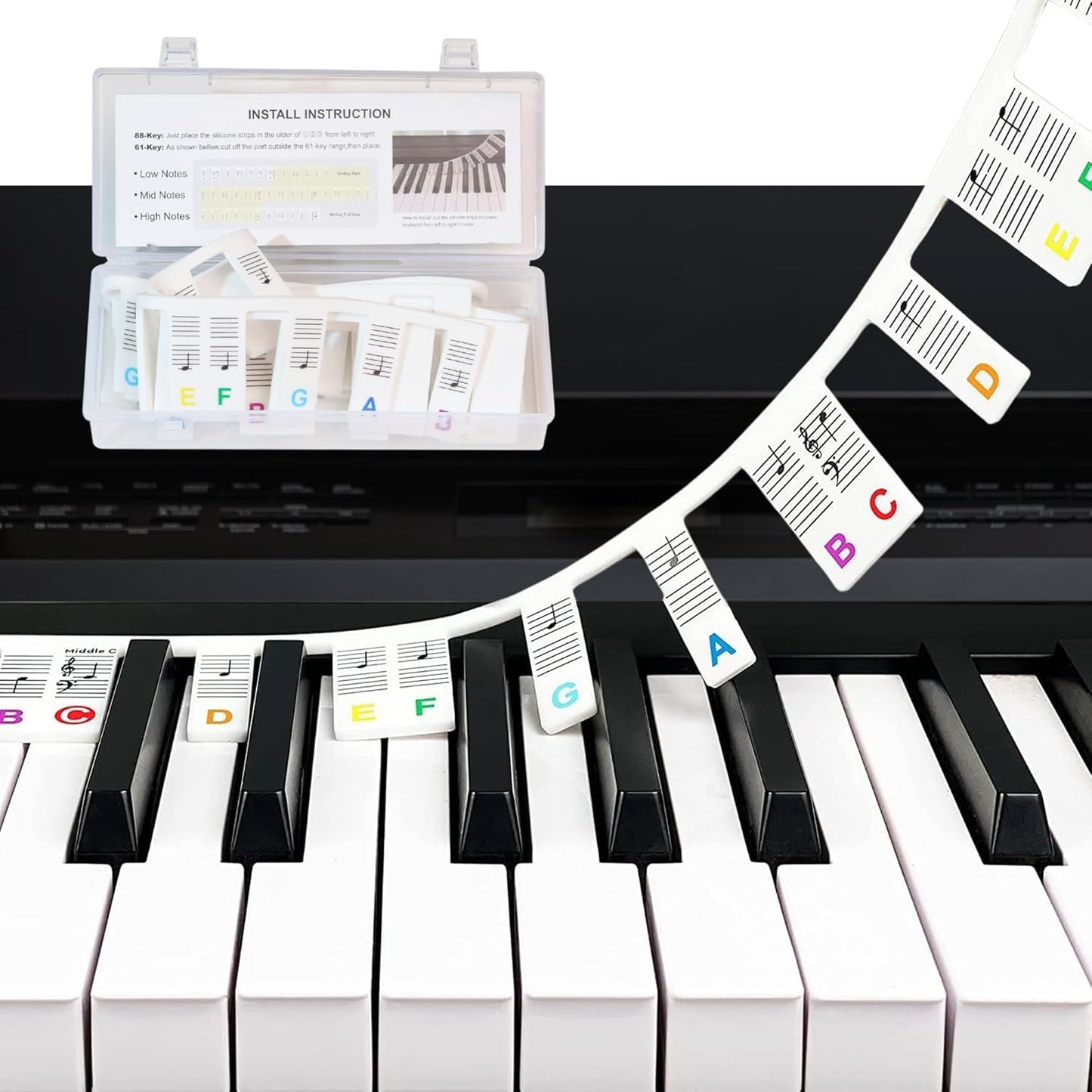 Color-Coded Piano Key Label Strip